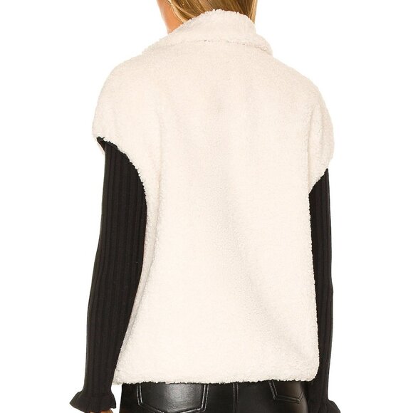 Adrienne Landau Faux Lamb Vest in Black & Off White shearling fleeve fur - Picture 2 of 10